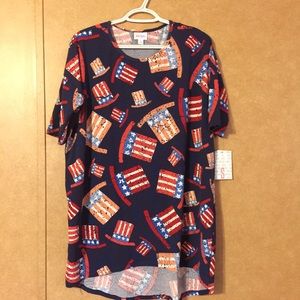 Lularoe Small Fourth of July Irma Americana with Uncle Sam Top Hats